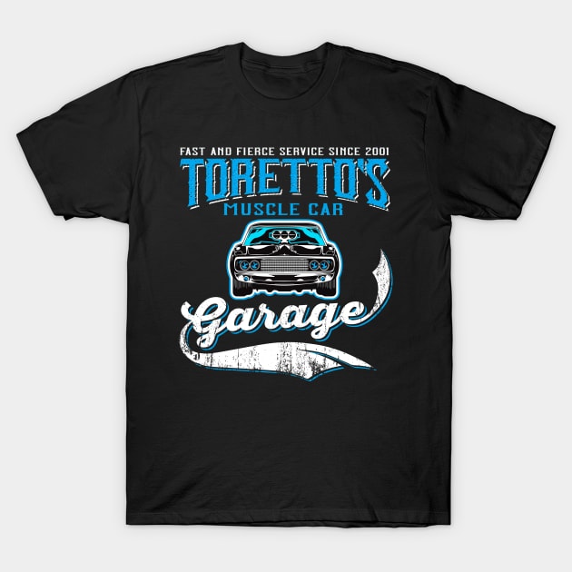 Toretto's Muscle Car Garage Fierce Service T-Shirt by Alema Art